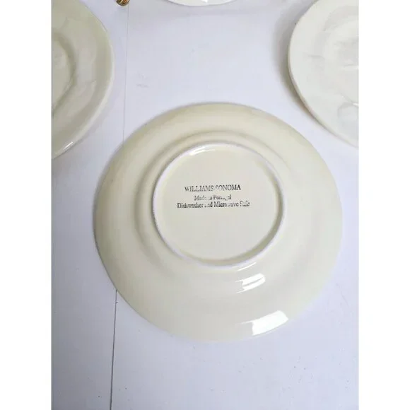 WILLIAM SONOMA Yellow Cream Salad Plates Embossed Botanical Portugal Set… - Picture 4 of 4